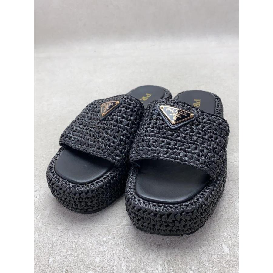 PRADA◇クロシェフラットフォームスライドサンダル/--/ブラック/プラダ