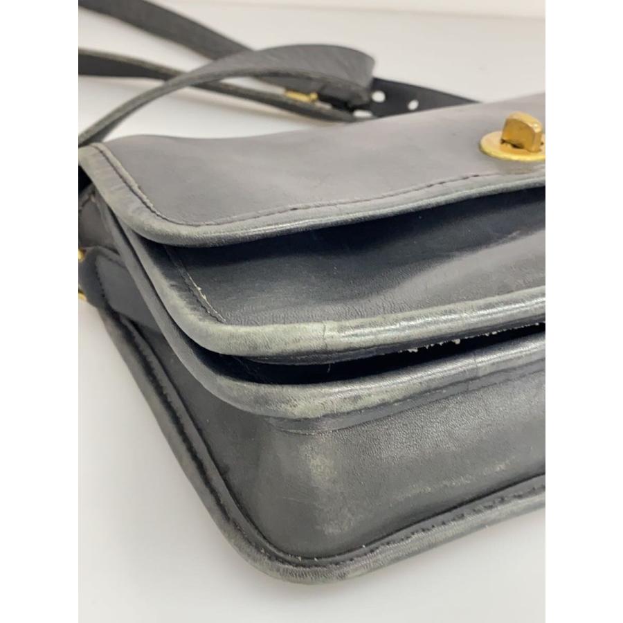 COACH◇オールドコーチ/ターンロックショルダーバッグ/レザー/BLK/9004