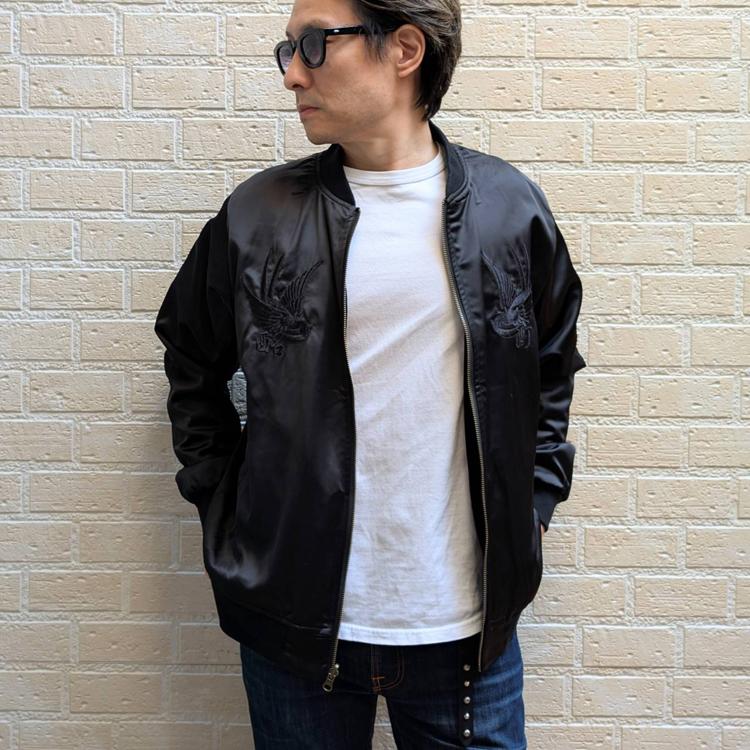 リバーシブル ベロア 光沢サテン 虎 龍 刺繍 スカジャン ベトジャン