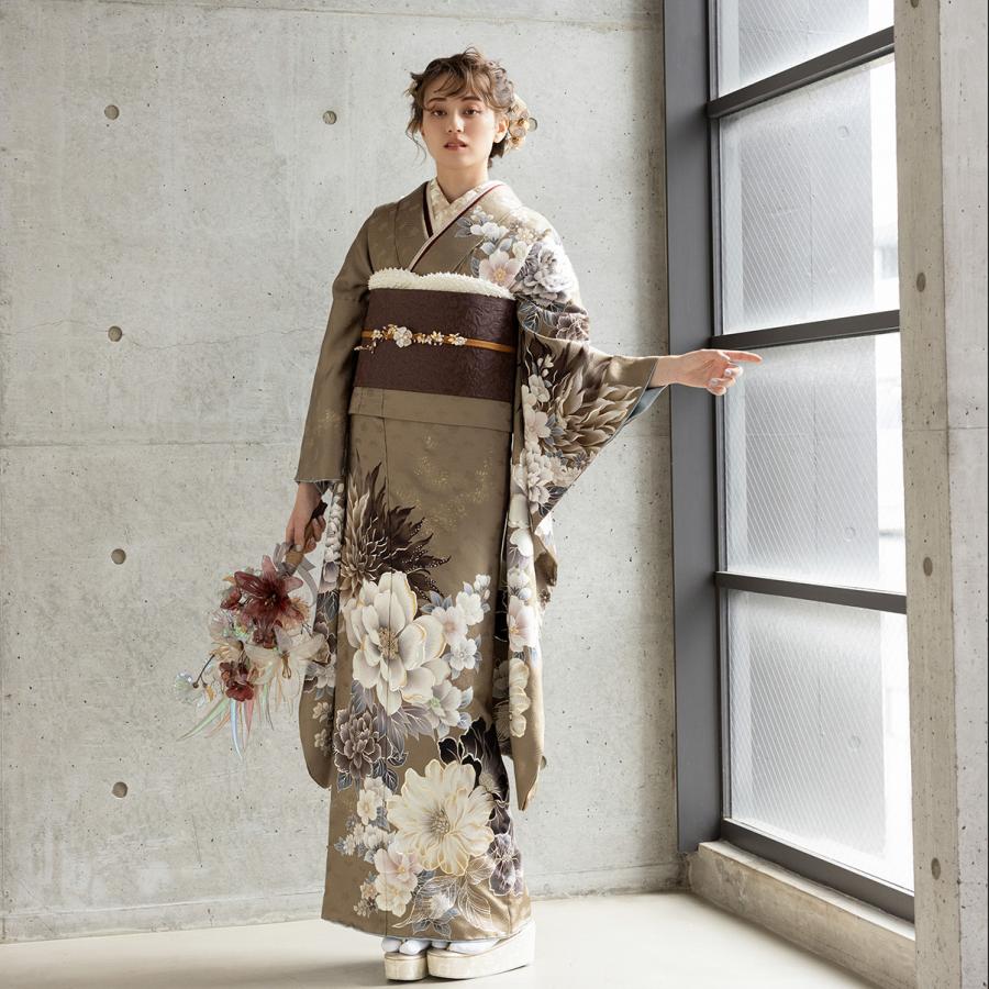 最新作】お誂え付き振袖フルセット/RF-55/ラフィネモカ/ゴールド