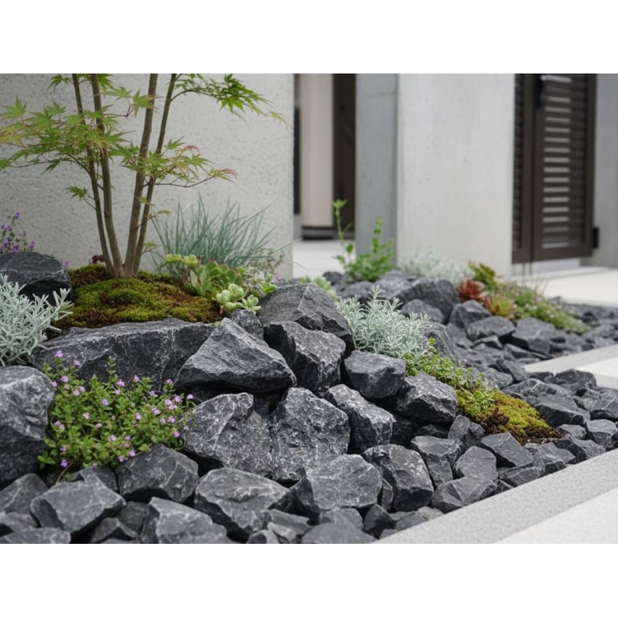 庭石 ロックガーデン 石 割栗石 黒 自然石 大 クラッシュロック ロック