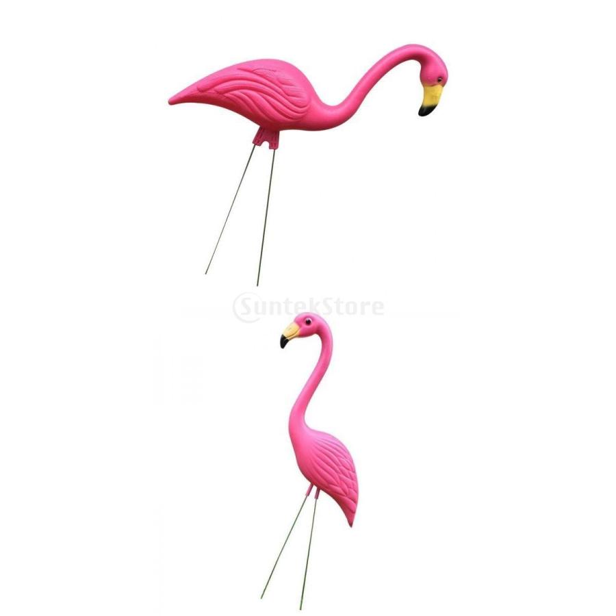 フラミンゴの置物(2個) ガーデンオーナメント 庭の装飾 芝生