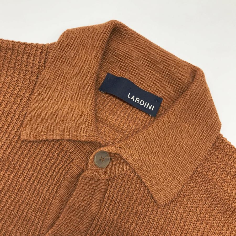 美品】LARDINI ラルディーニ カーディガン 麻 オレンジ系 48 メンズ