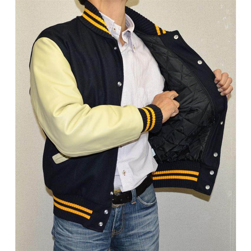 DeLong（デロング） ネイビー/ナチュラル 無地 スタジャン : stajum