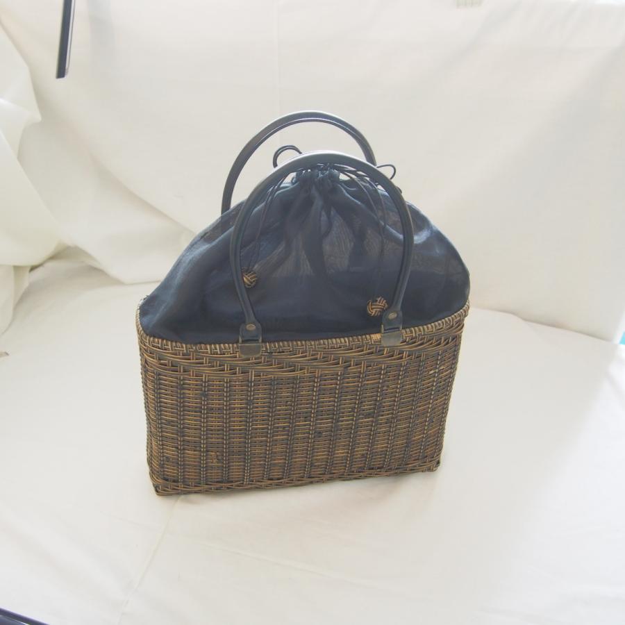 籐かごバッグ-B 網代編み×うね編み 皮籐 かごバッグ カゴバッグ ラタン