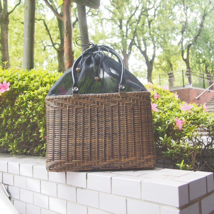 籐かごバッグ-B 網代編み×うね編み 皮籐 かごバッグ カゴバッグ ラタン