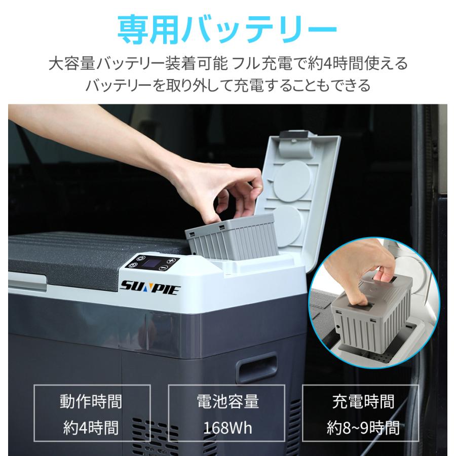 SUNPIE ポータブル 冷凍庫 車載冷蔵庫 バッテリー内蔵 30L ポータブル