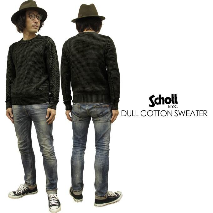 Schott N.Y.C（ショット） SCHOTT コットンニット ダルカラー クルー