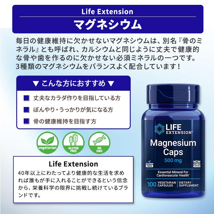 マグネシウム 500mg 100粒 カプセル 1〜3ヶ月分 Life Extension