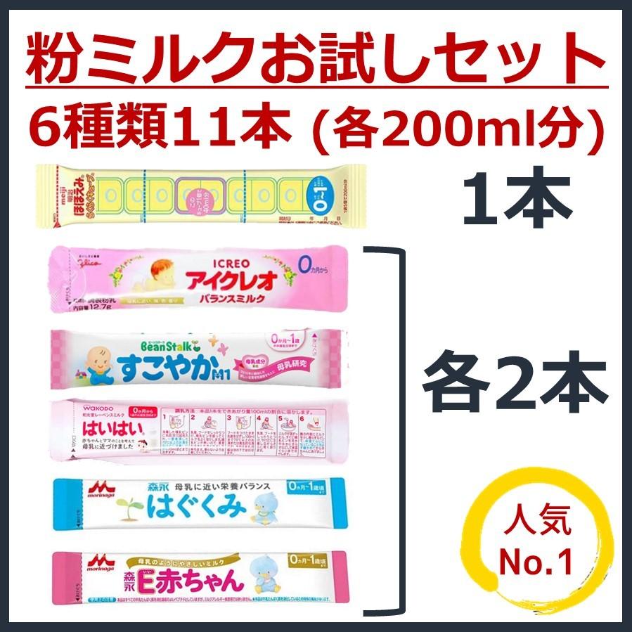 送料無料○6種類11本】粉ミルク 6大ブランド お試し セット【各200ml