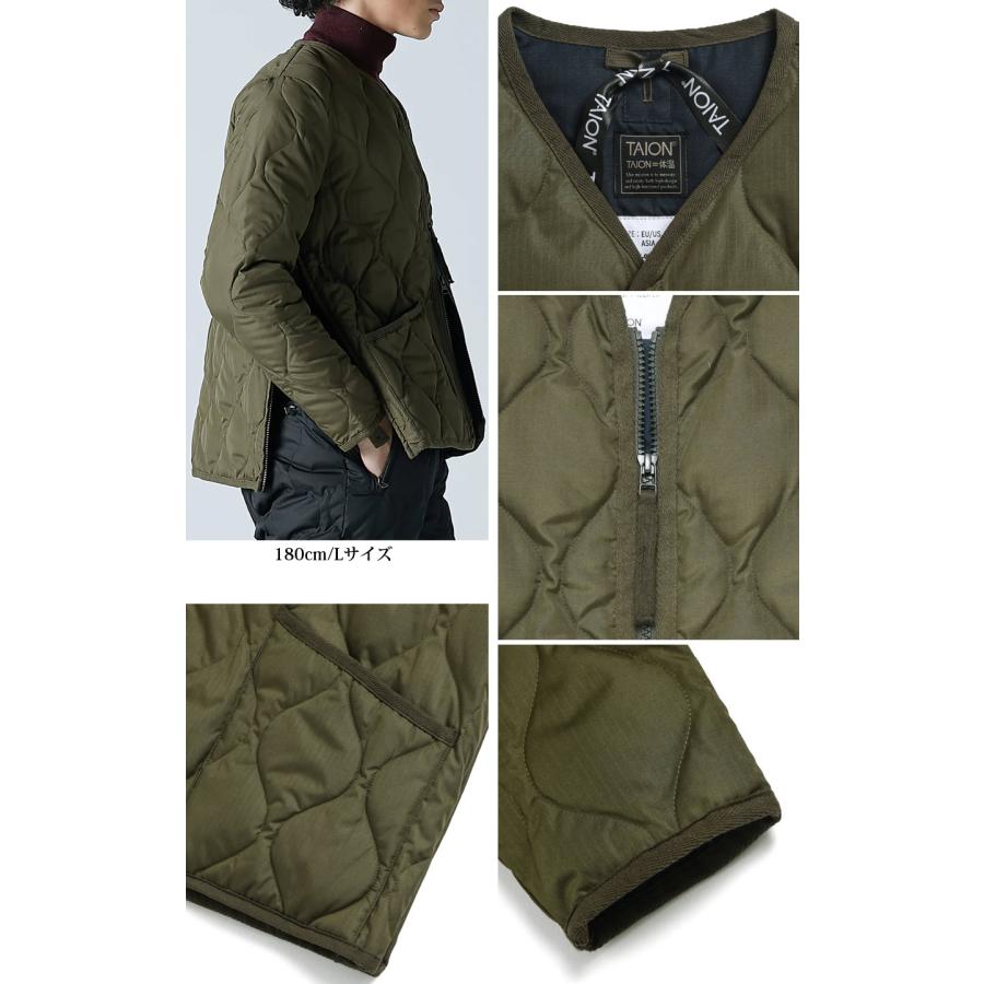 TAION(タイオン) ミリタリー ジップ Vネック ダウン ジャケット 101ZML