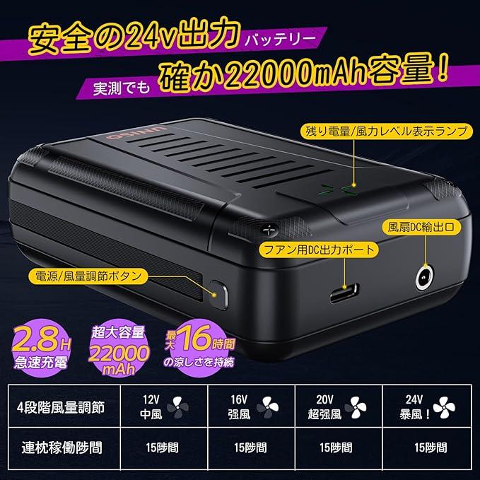 UNISO 空調冷風服 2025年新 24V|ファン付き作業服 【ベスト、4カラー