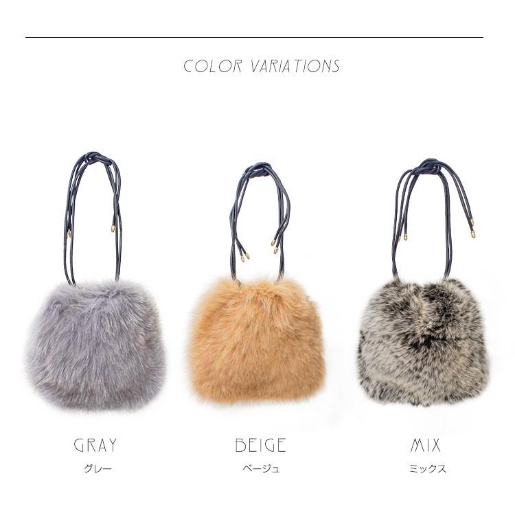 フォックスファー巾着バッグ リアルファー フォックス ポーチ