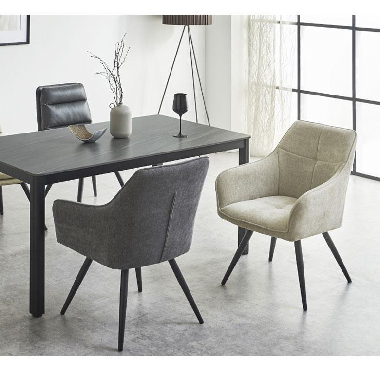 回転式 ダイニングチェア 椅子 いす ファブリック 布地 肘付き 360度