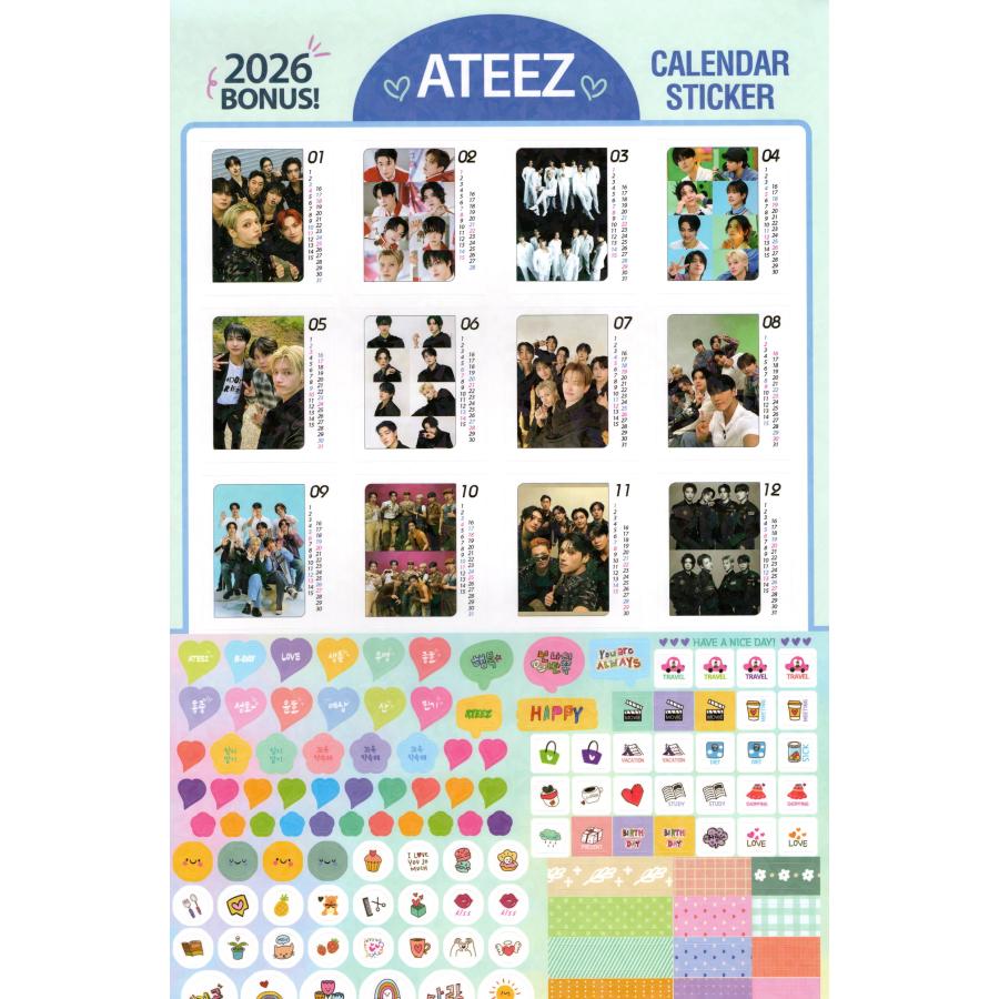 ATEEZ エーティーズ グッズ 大判 壁掛け カレンダー 2026年 (令和8年