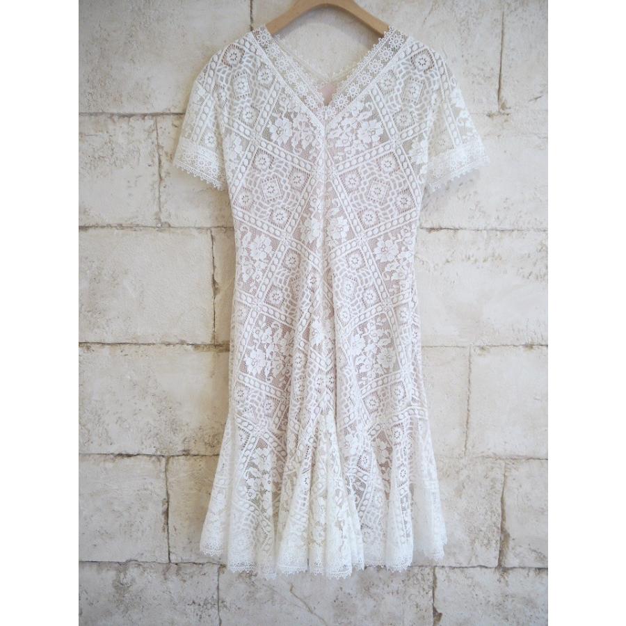 タダシ ショージ TADASHI SHOJI 白レース 半袖 フレアー ワンピース