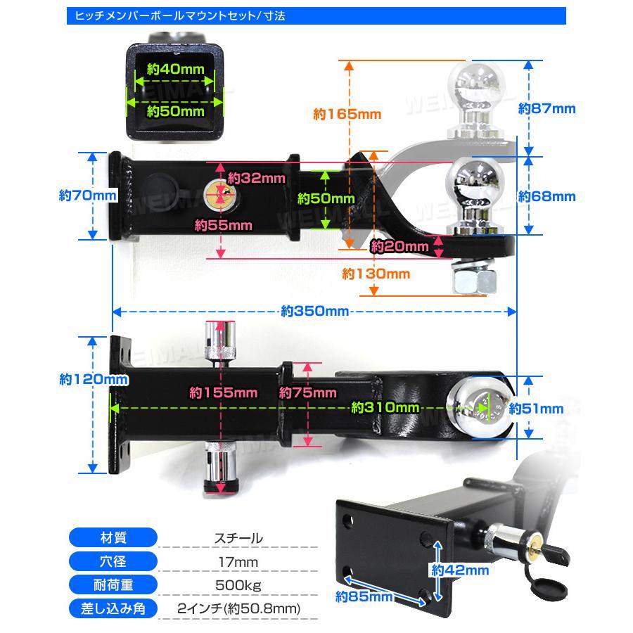 盗難防止鍵付 ヒッチメンバー ボールマウントセット ヒッチキャリアの