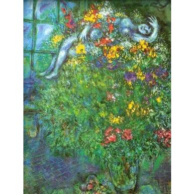 シャガール アートポスター-燃えるブーケ (60cm×80cm) -おしゃれ