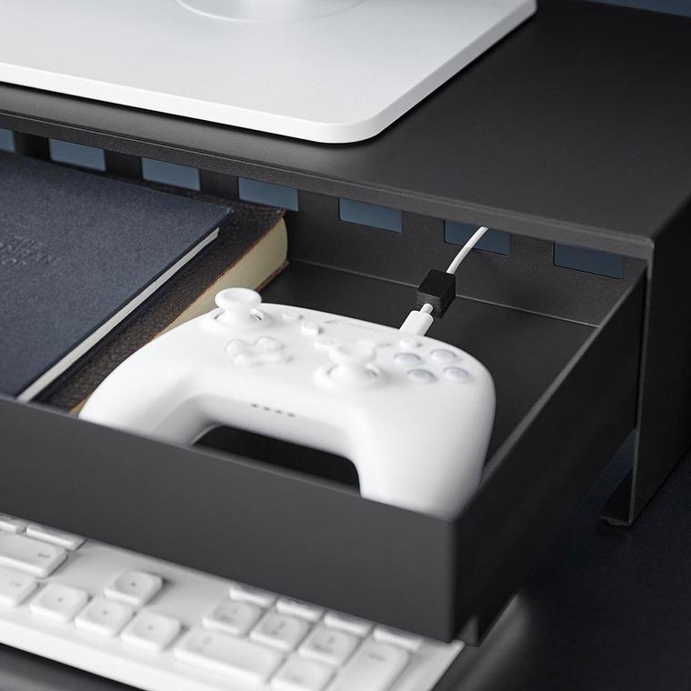 tower 山崎実業 ゲームコントローラーも入る引き出し付きモニター台