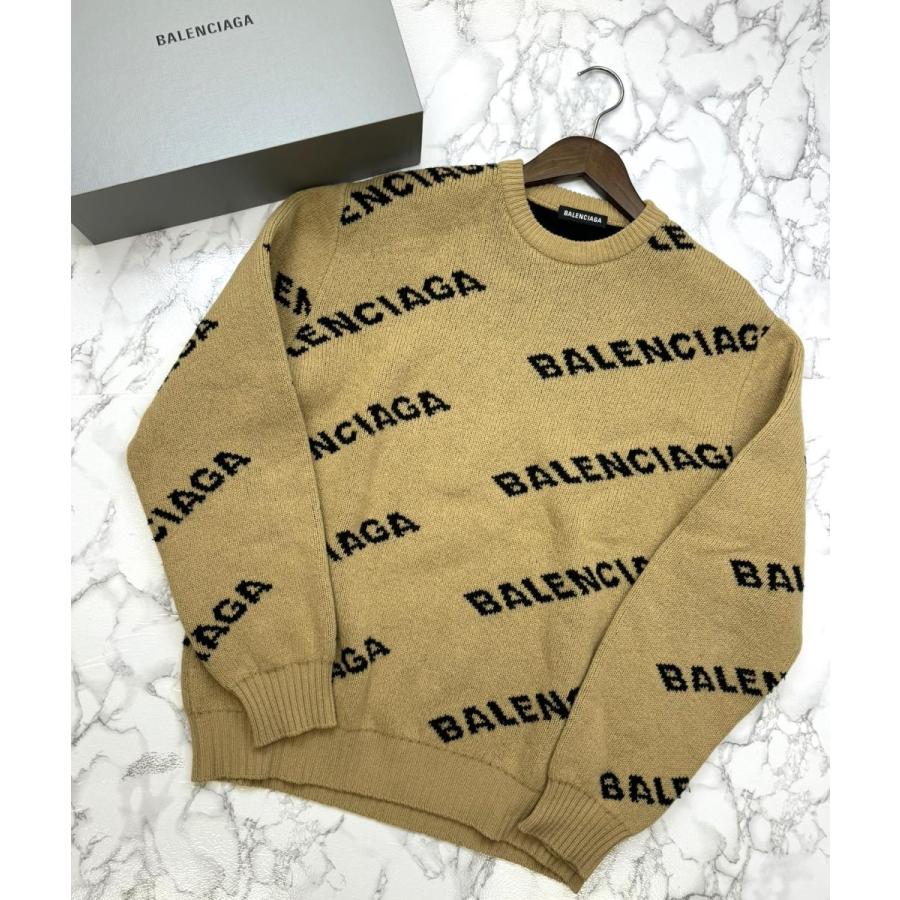 中古】 BALENCIAGA （バレンシアガ） ロゴ ジャガードニット メンズ