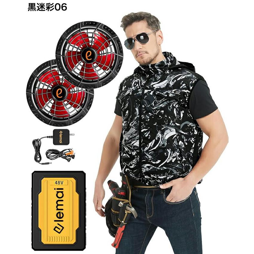 elemai] 2025年新モデル フアン付きウェア チタンベスト 高電圧出力48V