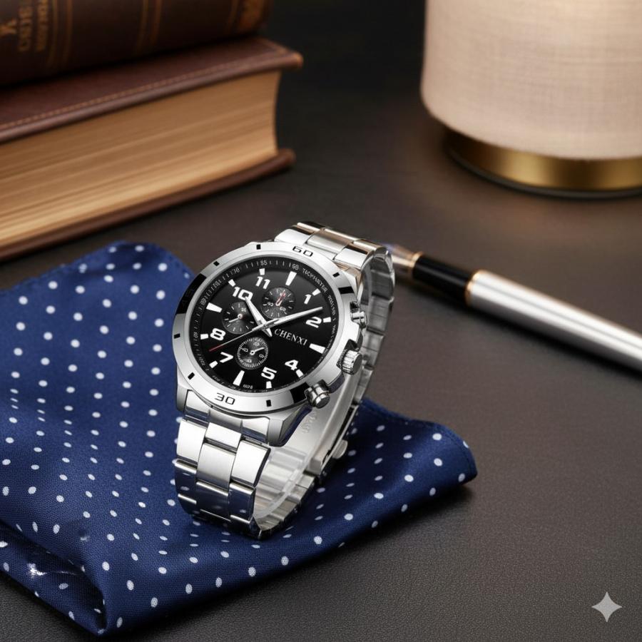 腕時計 メンズ 男性 クォーツ ステン クロノグラフ ビジネス