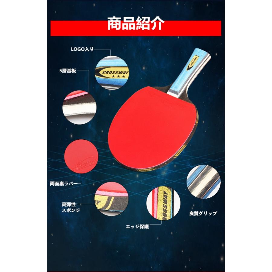 卓球 ラケット 高弾性 ポプラ 両面裏ラバー 2点入りセット 専用ケース