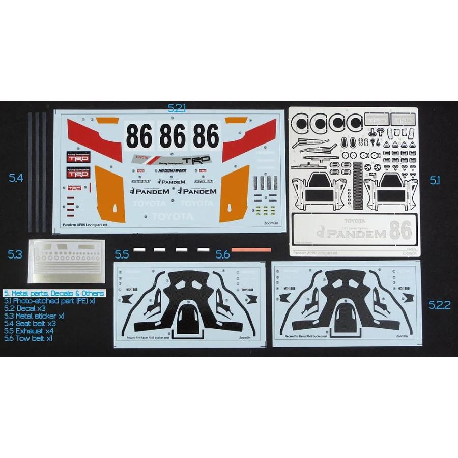 ZoomOn Z143 1/24 Pandem AE86 レビン TRD N2 パーツセット(アオシマ用