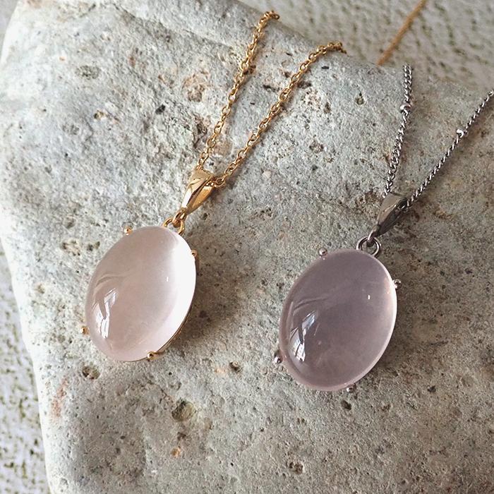 ローズクォーツ (41) ペンダントトップ ステンレス SUS304 金属アレ