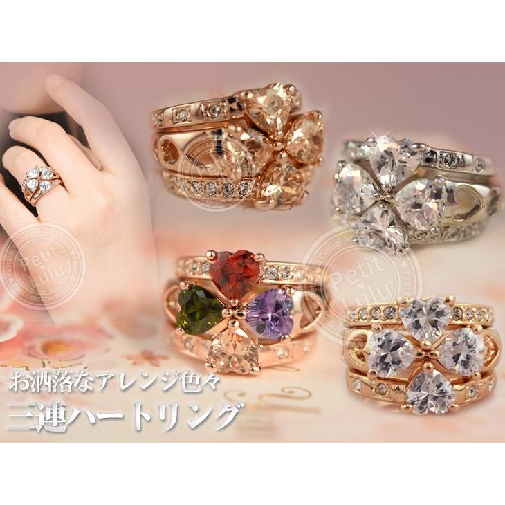 Petit Lulu（プチルル） リング 指輪 レディース スワロフスキー 3連