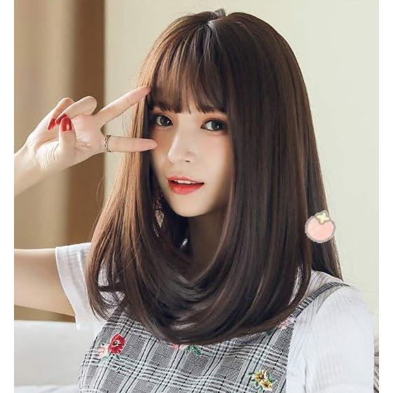 セミロング ダークブラウン フルウィッグ ウィッグ かつら レディース