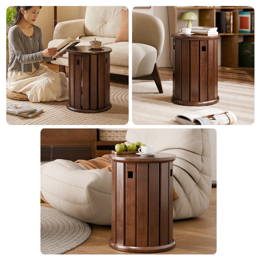 天然木 サイドテーブル スツール 4脚 セット 完成品 スタッキング