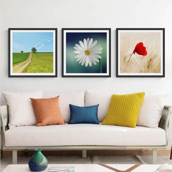 単品 33×33cm アートパネル 枠付きフレーム絵画 田園風景 牧場