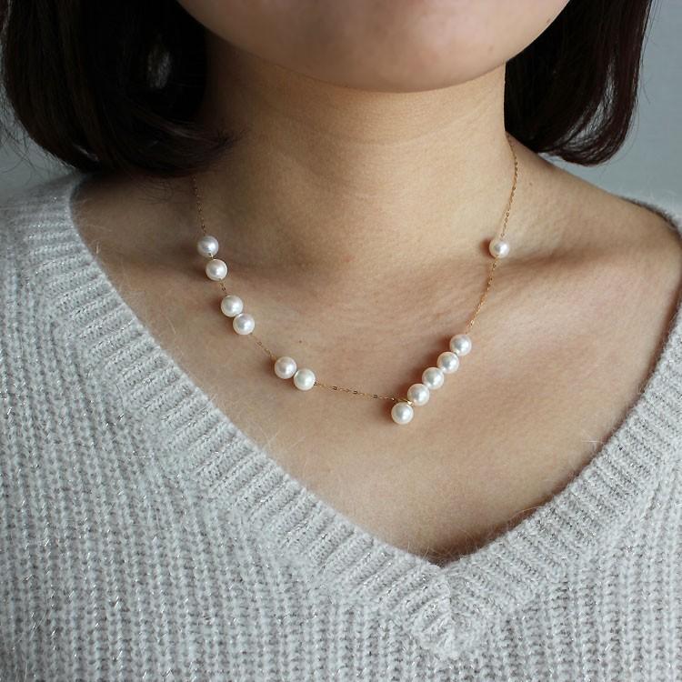 あこや真珠 パール K18 ネックレス ステーションネックレスpearl