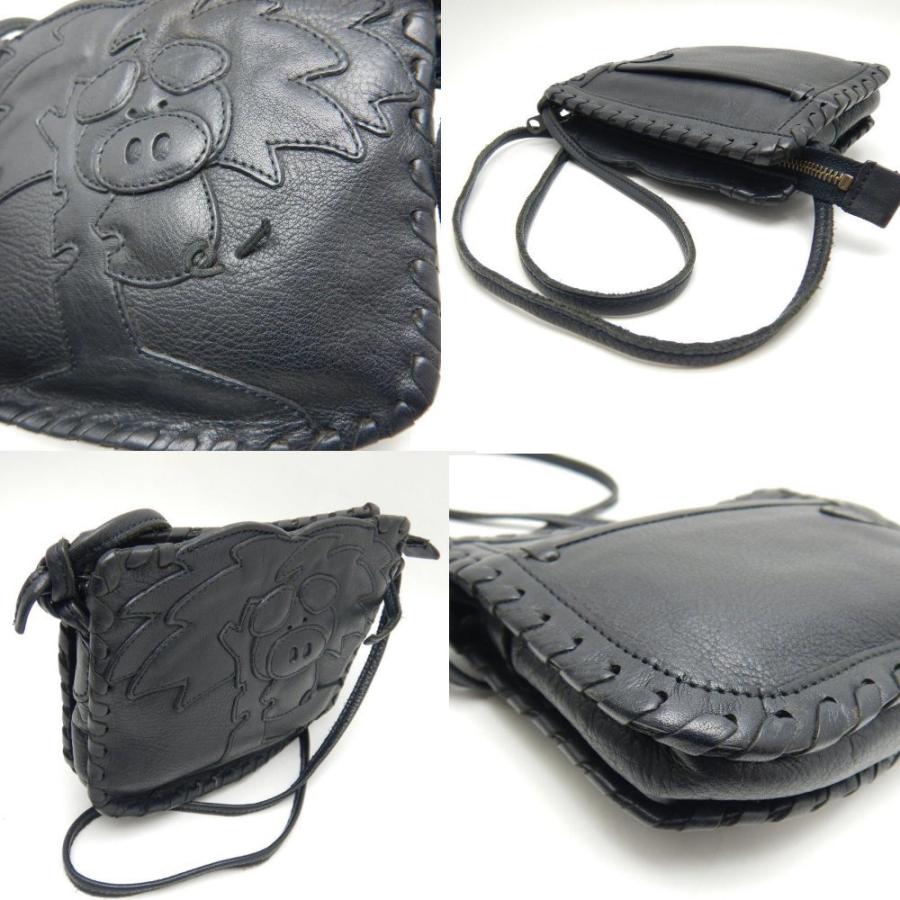 IBIZA（イビサ） ショルダーバッグ レザー 黒 ブラック 豚 pigモチーフ