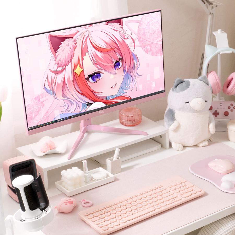 Pixio ゲーミングモニター 白 ホワイト ピンク ブルー 200hz 24インチ