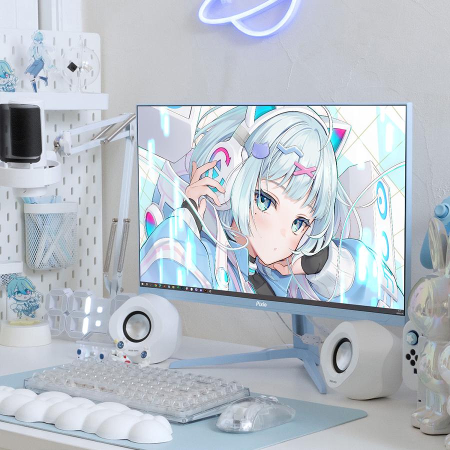 Pixio ゲーミングモニター 白 ホワイト ピンク ブルー 200hz 24インチ