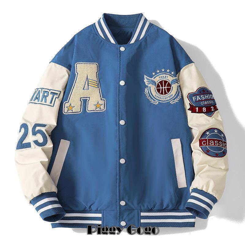 メンズ スタジアムジャケット ジャンパー ゆったり PU革袖 アウター