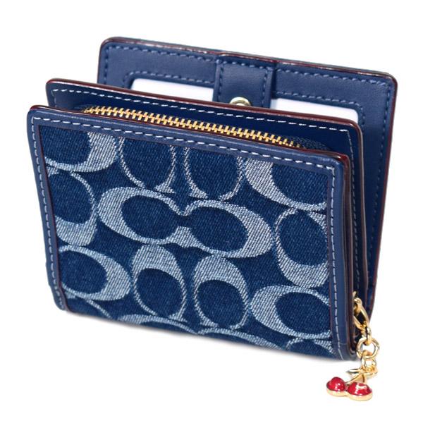 COACH（コーチ） 財布 デニム レザー シグネチャー ロゴ さくらんぼ