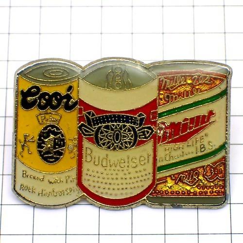 ピンバッジ・ビール缶バドワイザーミラークアーズ3缶◇フランス限定