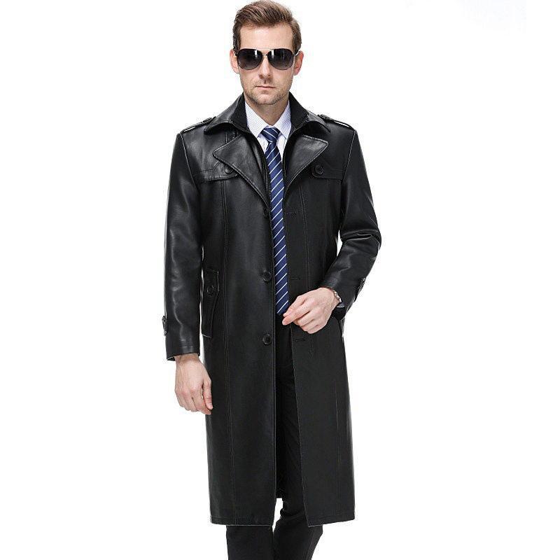 レザーコート メンズ ロングコート アウター 秋 冬 本革 ベルト付き