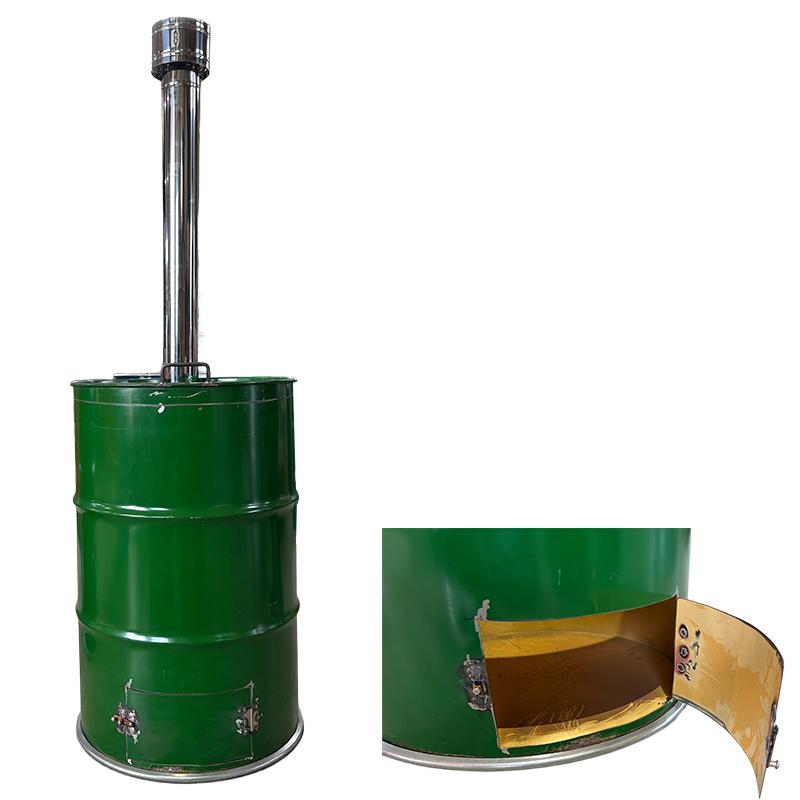 ドラム缶焼却炉下小窓蝶番蓋付 煙突付 200L カラー選択 家庭用 農業