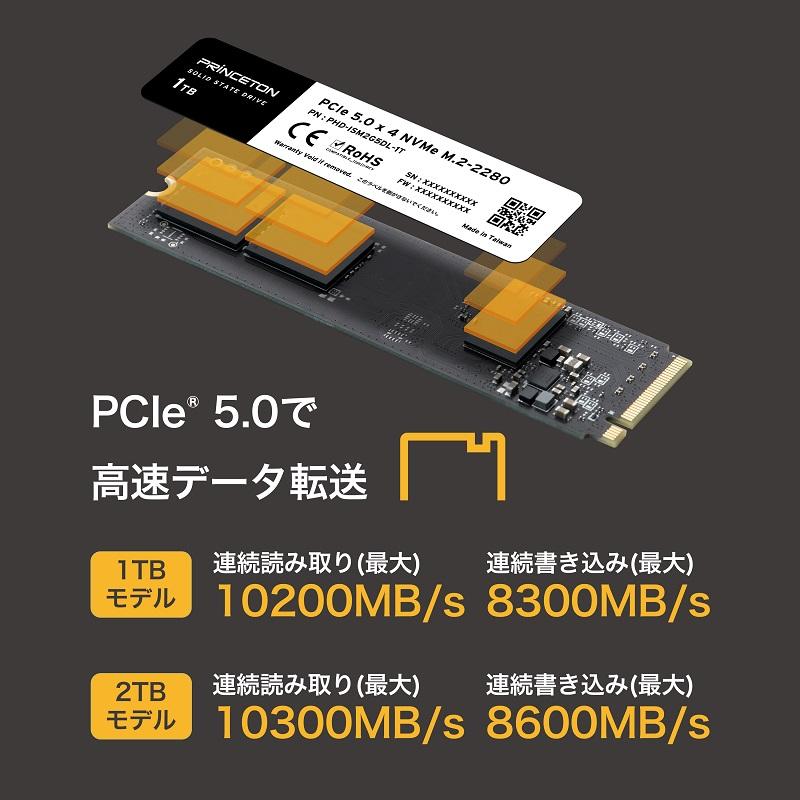 PRINCETON（プリンストン） 内蔵SSD 1TB PCIe 5.0x4 NVMe M.2 2280