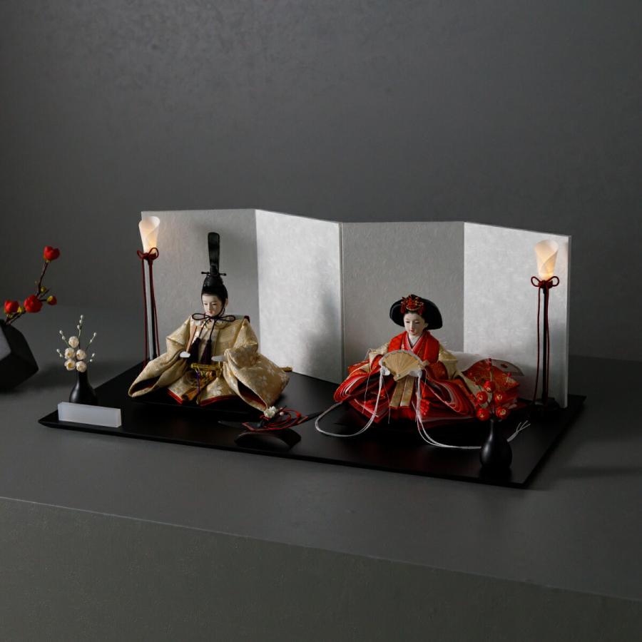 ぷりふあ 雛人形 親王 PREFER CLASSIC 黒塗台 平飾り お道具付 紅白梅