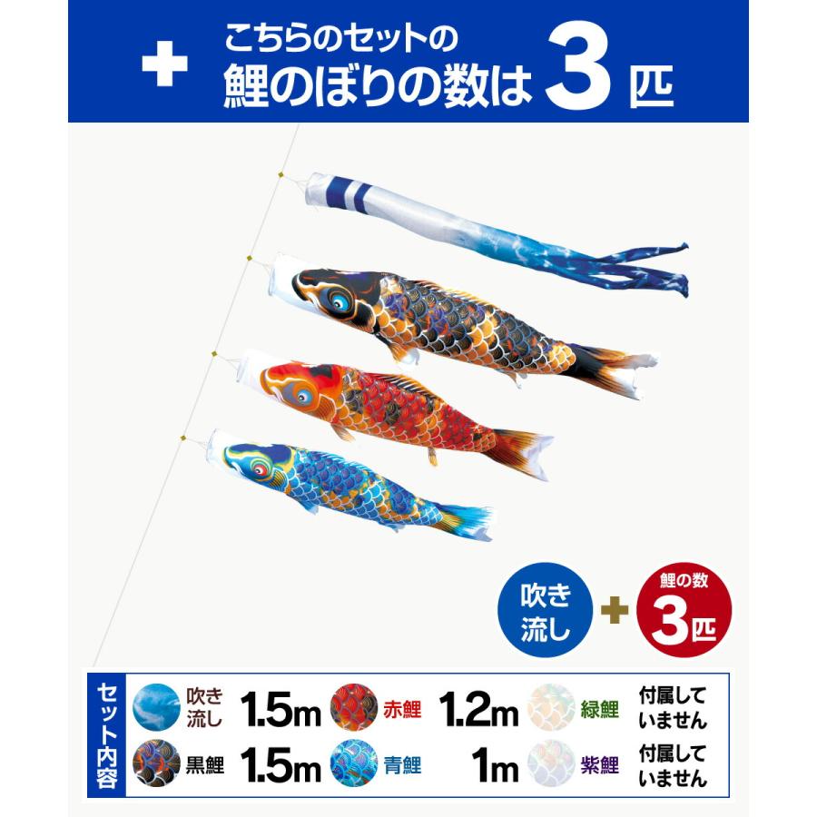 鯉のぼり 庭用 こいのぼり 徳永鯉のぼり 京錦 1.5m 6点セット ポール