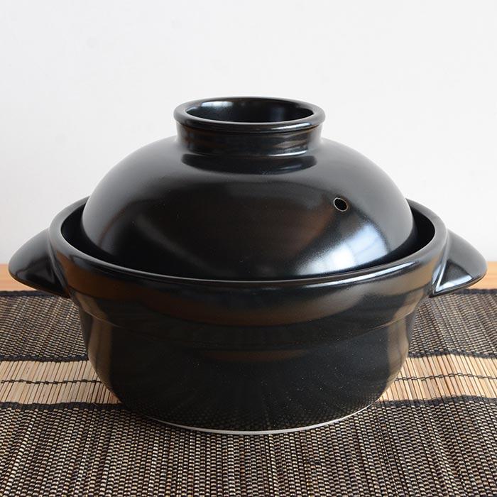 森修焼（しんしゅうやき） 味鍋（土鍋）2合炊き 黒 : プレマシャンティ