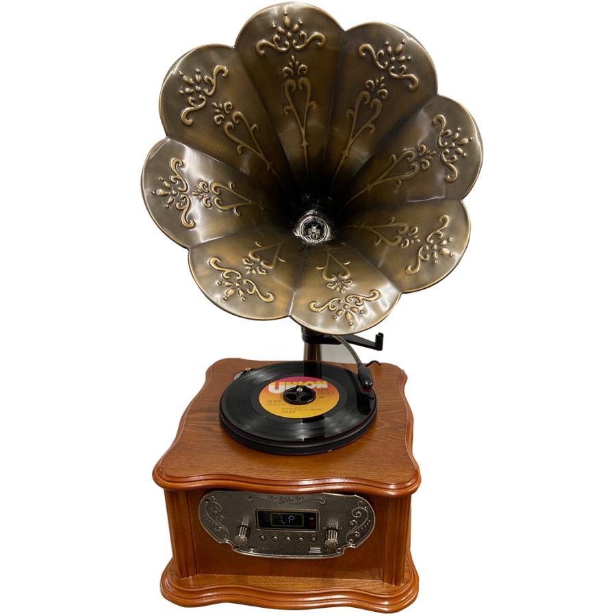 木製 蓄音機 蓄音機型 レコードプレーヤー BLUETOOTH機能搭載 USB再生