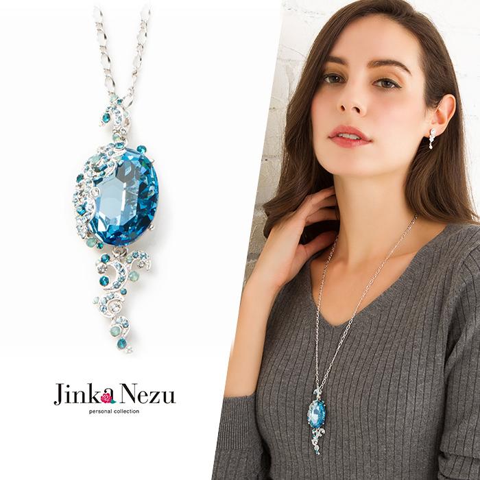 ネックレス ロング クリスタルガラス ムーン 透明感 : purepoche