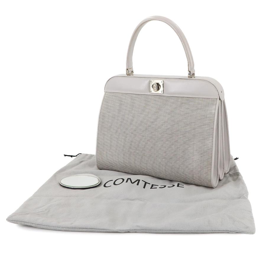 COMTESSE（コンテス） ホースヘア ハンド バッグ レザー ライトグレー