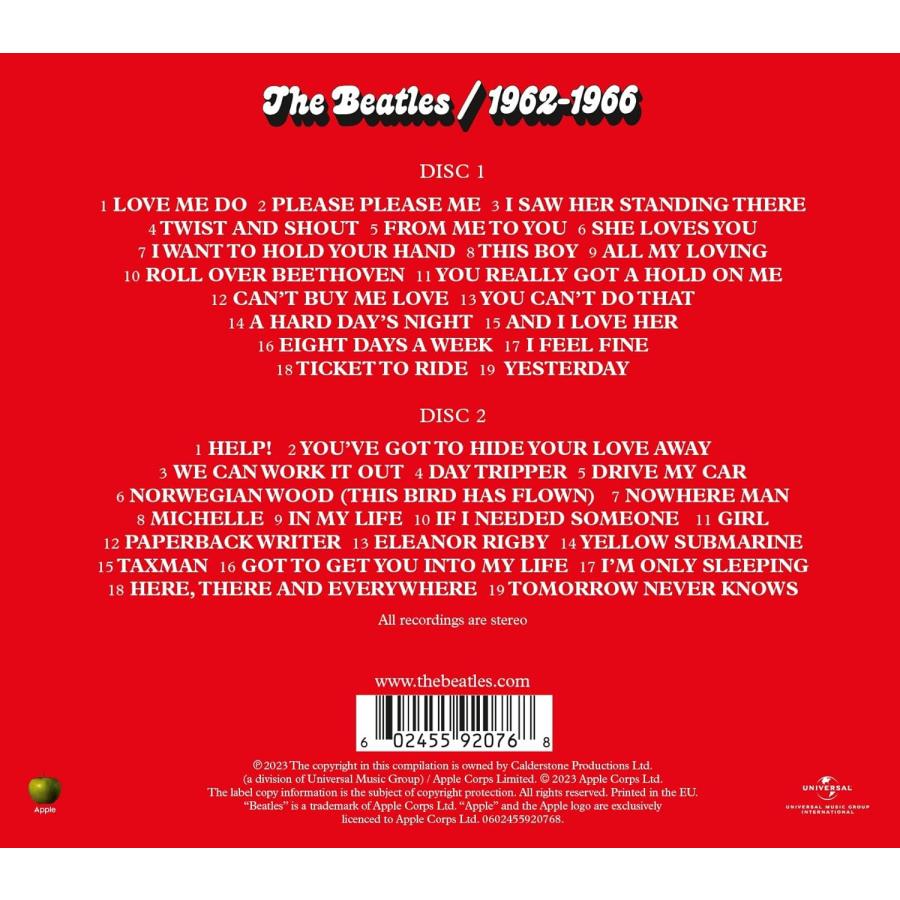 ビートルズ CD アルバム 赤盤 THE BEATLES 1962-1966 2023年